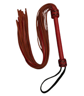 Флогер з довгими хвостиками, шкіряний, червоний, 75 см - No Taboo