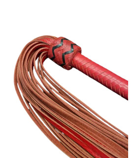 Флогер з довгими хвостиками, шкіряний, червоний, 75 см - No Taboo