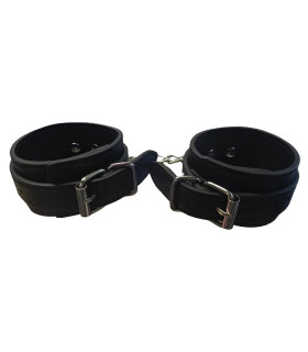 Наручники с короткой цепочкой, экокожа, черные - No Taboo