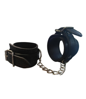 Наручники с короткой цепочкой, экокожа, черные - No Taboo