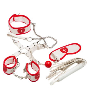 Набор БДСМ для ролевой игры, экокожа, белый, 7 предметов - No Taboo
