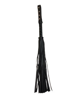 Флоггер с длинными хвостиками, кожа, черный, 65 см - No Taboo