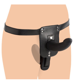 Страпон с двойным проникновением Double Take Strap-On, на ремнях, силиконовый, черный, 27.3 х 4.3 см - No Taboo