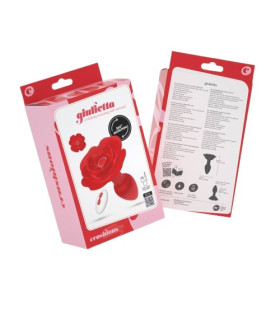 Анальная пробка роза с вибрацией и ротацией Crushious Giulietta, с дистанционным пультом, силиконовая, красная, 7.7 х 3.5 см - No Taboo