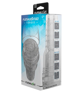 Мастурбатор в колбе рельефный Fleshlight GO Torque, киберкожа, прозрачный, 21.5 х 7.5 см - No Taboo