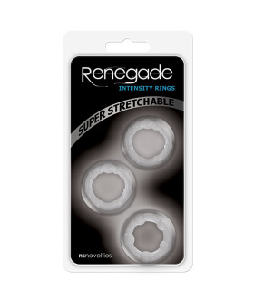 Набор эрекционных колец с рельефом Renegade Intensity NS Novelties, прозрачные, 3 шт. - No Taboo
