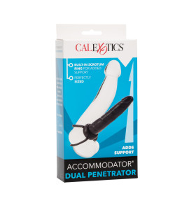 Насадка на член реалістична Accommodator California Exotics, для подвійного проникнення, силіконова, чорна, 13.2 х 3.2 см - No Taboo