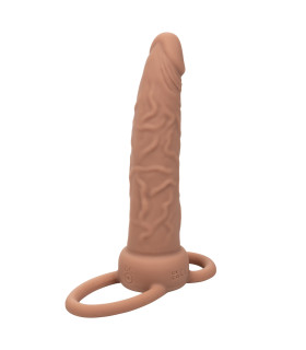 Насадка на член з вібрацією Performance Maxx California Exotics, для подвійного проникнення, силіконова, коричнева, 14 х 3.2 см - No Taboo
