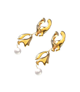 Зажимы на соски с жемчугом Moist Eyes UPKO, металлические, золотые - No Taboo