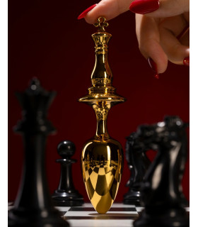 Анальная пробка в виде шахматной фигуры UPKO The Chess Collection Chess King металлическая, золотая, 14 х 4.5 см - No Taboo