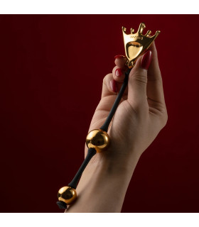 Вагинальные шарики The Chess Queen UPKO The Chess Collection металлические, черно-золотые, 22 х 2.5 см - No Taboo