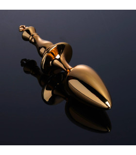 Анальная пробка в виде шахматной фигуры UPKO The Chess Collection Chess King металлическая, золотая, 14 х 4.5 см - No Taboo