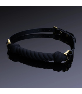 Кляп в виде веревки Desire for Mouth UPKO, силикон и кожа, черный - No Taboo