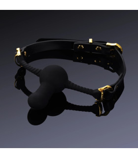 Кляп шарик с фаллоимитатором Desire for Mouth UPKO, силикон и кожа, черный - No Taboo