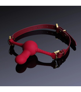 Кляп кулька з фалоімітатором Desire for Mouth UPKO, силікон і шкіра, червоний - No Taboo