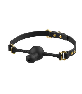 Кляп шарик с фаллоимитатором Desire for Mouth UPKO, силикон и кожа, черный - No Taboo