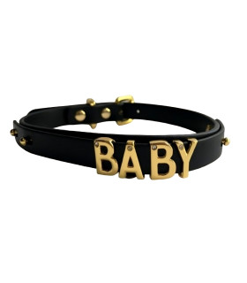Чокер L с надписью Baby от UPKO, из кожи, черный с золотой фурнитурой - No Taboo