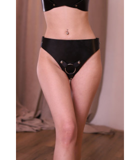 Трусики для страпона One Size SPT1 Candy Hero, кожа, черные - No Taboo