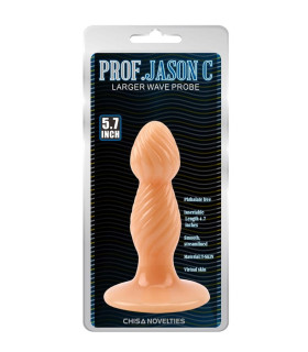 Анальная пробка рельефная Prof Jason Chisa, бежевая, 14.5 х 3.9 см - No Taboo