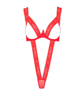 Боди эротичное с открытой грудью S/M Kyouka Passion, красное - No Taboo