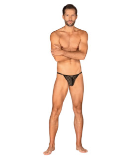 Трусики сексуальные мужские One Size Severio Obsessive, с узорами, черные - No Taboo