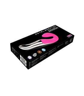 Вибратор для точки G Amanda Chisa, металл и силикон, серебряно-розовый, 17.5 х 3.7 см - No Taboo