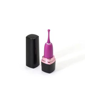 Вибратор для клитора в виде помады, с двумя насадками, силиконовый, черно-розовый - No Taboo