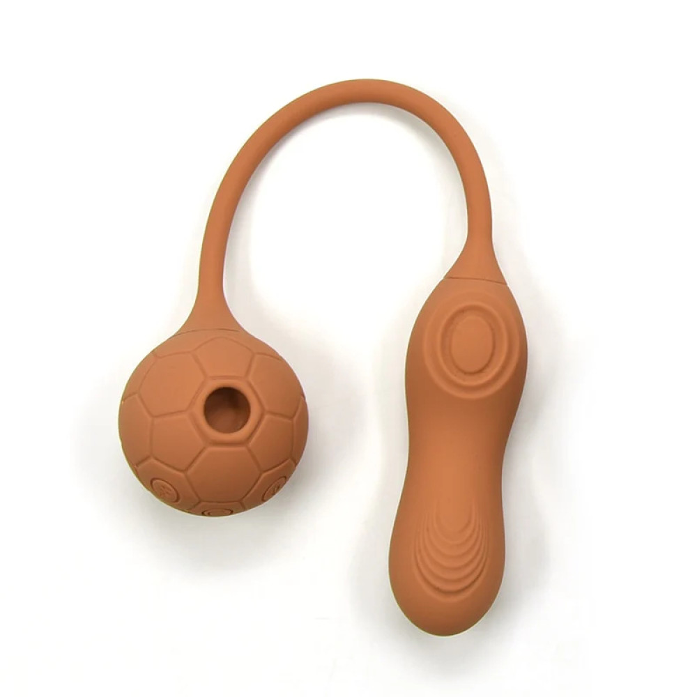 Виброяйцо с пульсацией для точки G и вакуумной стимуляцией клитора, коричневый, силиконовый, 10 х 3.3 см (220971), zoom