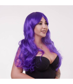 Перука довга кучерява з чубчиком, фіолетова, 60 см - No Taboo