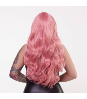 Перука довга кучерява з чубчиком, рожева, 60 см - No Taboo