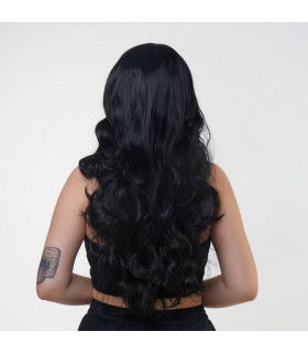 Перука довга кучерява з чубчиком, чорна, 60 см - No Taboo