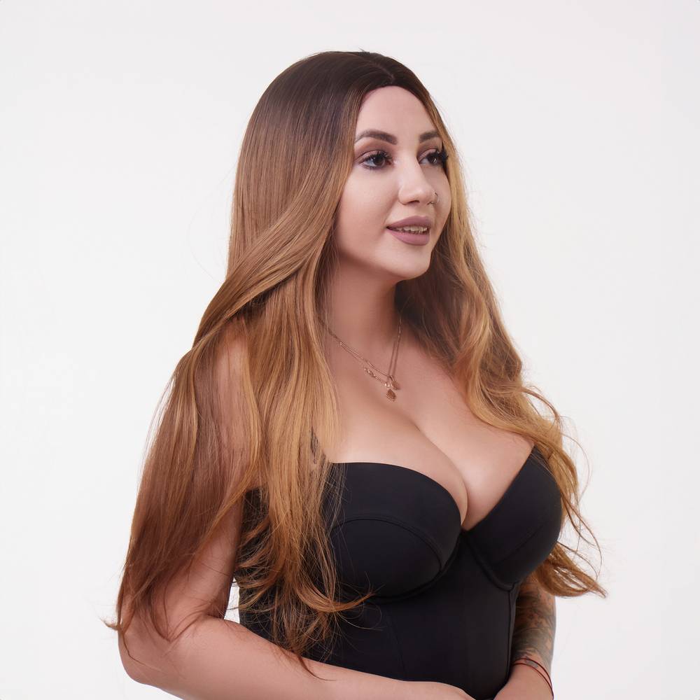 Перука довга пряма, омбре русява, 70 см (332359), zoom