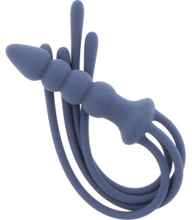 Флоггер с ручкой в виде анальной пробки Taboom Silicone Supreme, силиконовый, синий - No Taboo