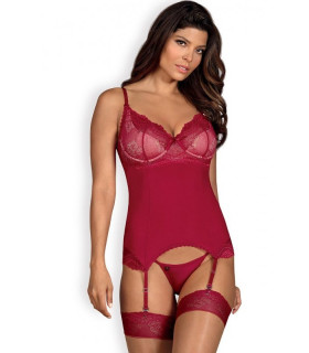 Корсет сексуальный с кружевным лифом, красный, L/XL - No Taboo