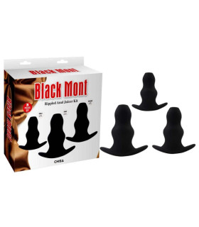 Набор анальных пробок-тоннелей Chisa, черные, силикон, 3 шт - No Taboo