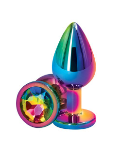 Анальная пробка с кристаллом NO TABOO, металлическая, разноцветная, 9 х 4 см - No Taboo