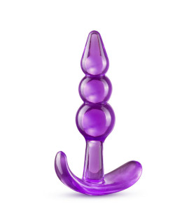 Анальна пробка Blush B Yours з трьома намистинами, фіолетова, 9.5 х 2.5 см - No Taboo