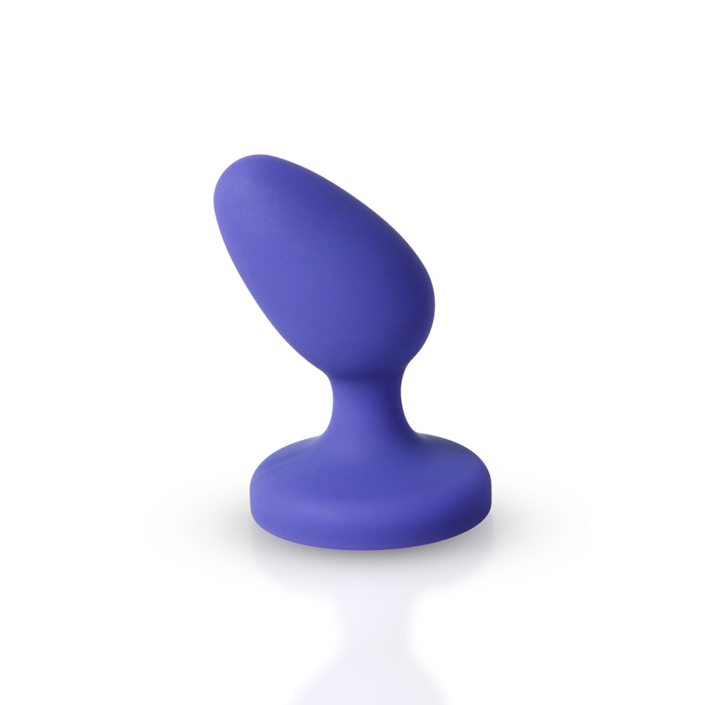 Анальна пробка дизайнерська вигнута, синя, 9 х 3.5 см (42770), zoom