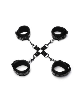 Крестовина с фиксаторами для рук и ног Whipsmart Deluxe Hogtie, черный - No Taboo