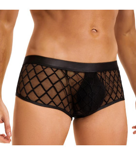 Труси чоловічі Star Night Sheer Boxer, з сіточкою, чорні, S - No Taboo