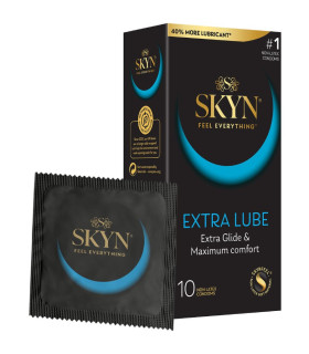 Презервативи безлатексні (полізопрен) Skyn Extra Lube, з додаткою змазкою, 10 шт - No Taboo