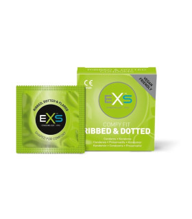 Презервативы точечно-ребристые EXS Ribbed and Dotted, латексные, 3 шт - No Taboo