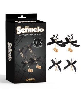Набор зажимов на соски с колокольчиками Chisa Senuelo Kit, черный, 2 пары - No Taboo