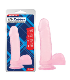 Фаллоимитатор реалистичный Chisa Hi-Rubber 7.7, на присоске, розовый, 19.5 х 4.5 см - No Taboo