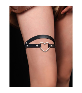 Подвязка гартер из экокожи Star Night с кольцом в виде сердца, One Size - No Taboo