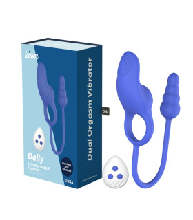 Эрекционное кольцо с анальной стимуляцией Dally Chisa Kissen с пультом синий, 10.6 х 4.6 см - No Taboo