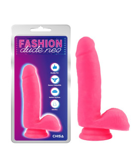 Фалоімітатор з мошонкою на присосці Chisa Fashion Dude Neo рожевий, 17 х 3.9 см - No Taboo