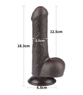 Фалоімітатор з мошонкою Lovetoy Sliding Skin Dong на присосці чорний, 18.3 х 3.5 см - No Taboo