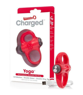 Двойное эрекционное виброкольцо Charged Yoga красное, 19 х 4.5 см - No Taboo
