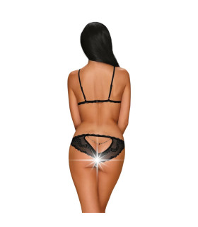 Сексуальный комплект Obsessive Millagro, S/M, с открытыми сосками кружевной, черный - No Taboo